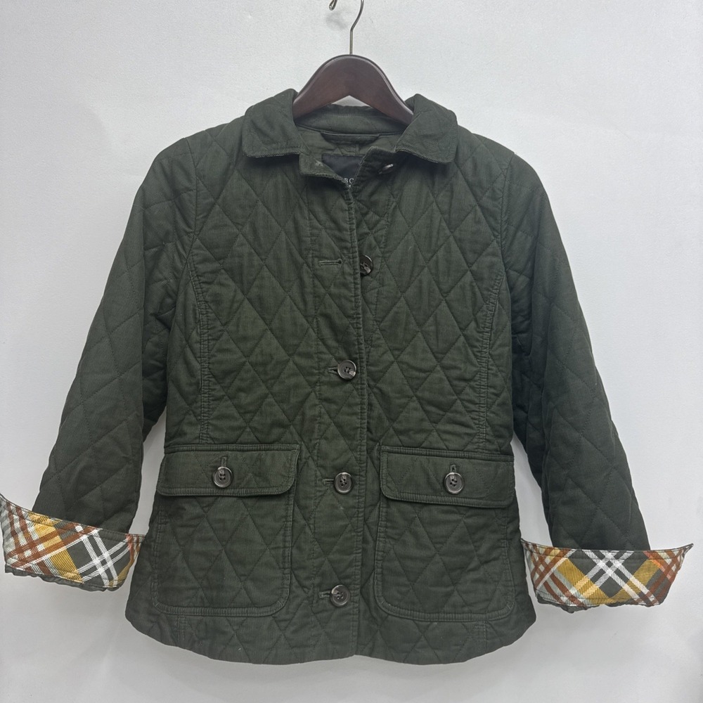 Talbots Sm Petite Quilted Green Jacket Button Down